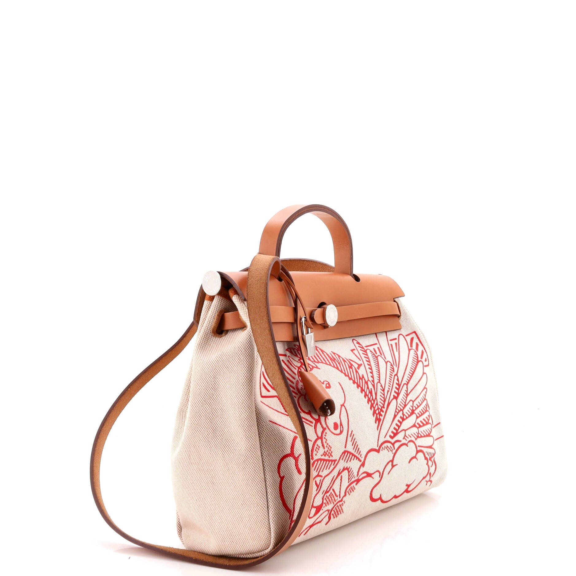Herbag Zip Pegase Pop Toile and Leather 31, Alternate, color, White