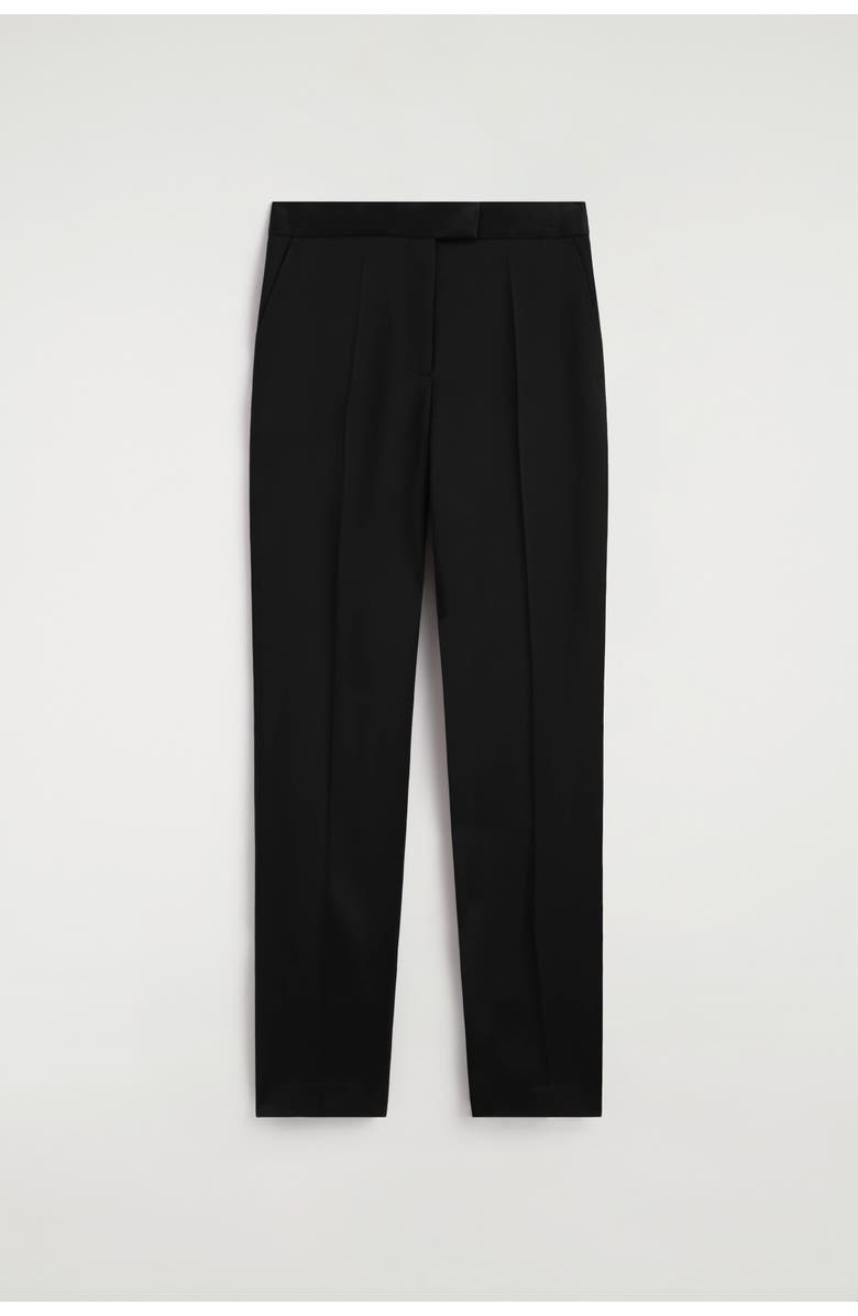 COS Tailored Satin Straight-leg Trousers, Alternate, color, Black