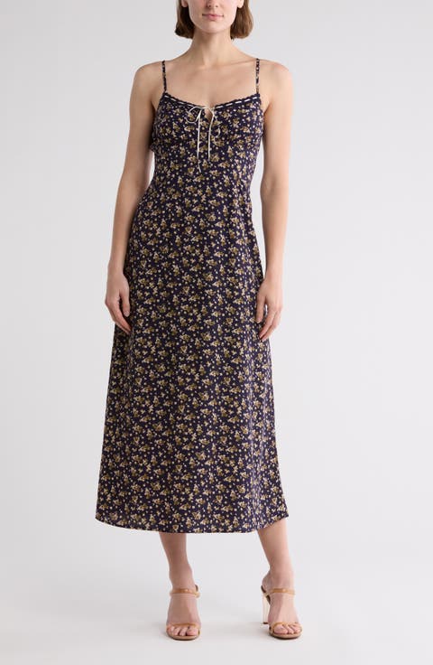 Floral Tie Neck Midi Sundress