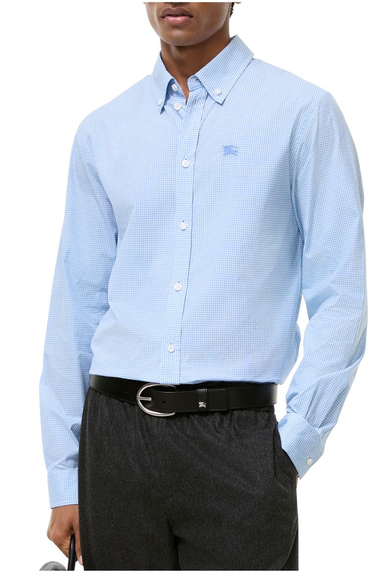 Classic Fit Gingham Cotton Shirt, Main, color, Cool cornflower blue