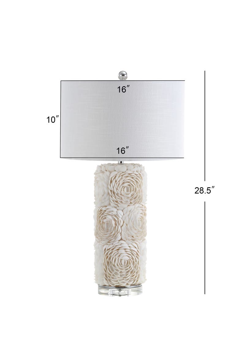 Rosette 28.5" Seashell/Resin/Crystal LED Table Lamp, Cream, Alternate, color, Cream