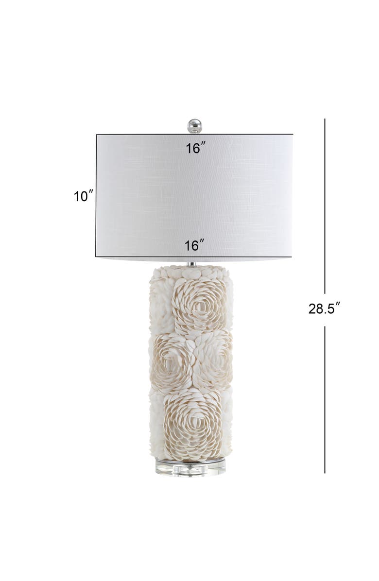 JONATHAN Y Rosette 28.5" Seashell/Resin/Crystal LED Table Lamp, Cream, Alternate, color, Cream