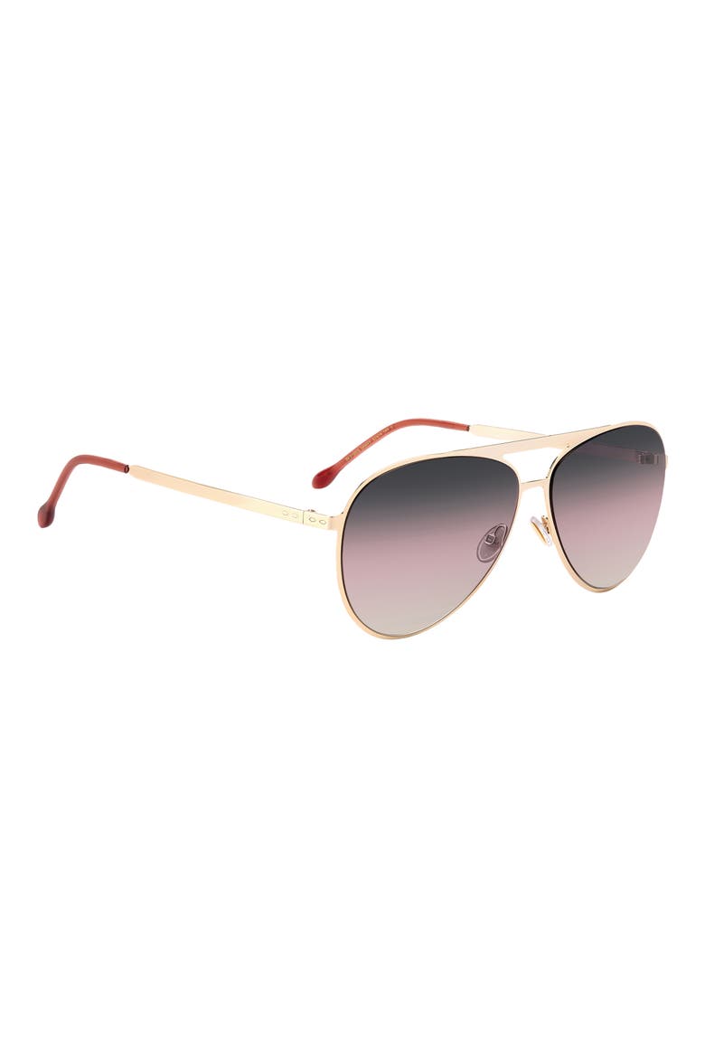 62mm Gradient Aviator Sunglasses, Alternate, color, ROSE GOLD RED