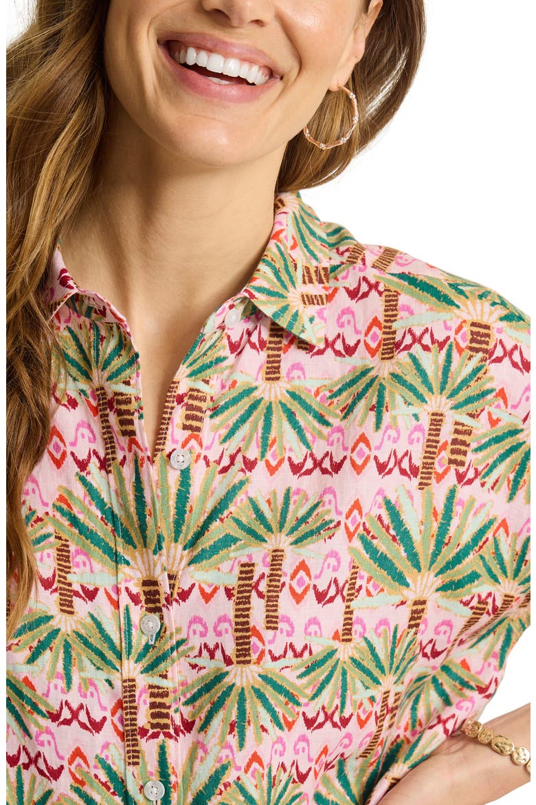 Palm Pointe Short Sleeve Linen Button-Up Shirt, Alternate, color, SUGAR PINK