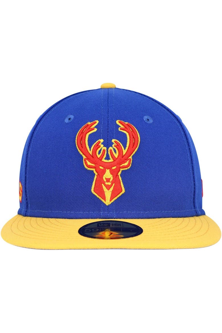 Men's New Era Blue Milwaukee Bucks Side Patch 59FIFTY Fitted Hat, Alternate, color, Blue