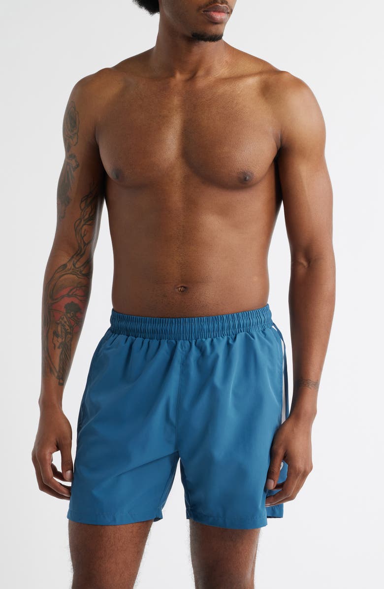 BOSS Dolphin Swim Trunks, Main, color, Open Blue