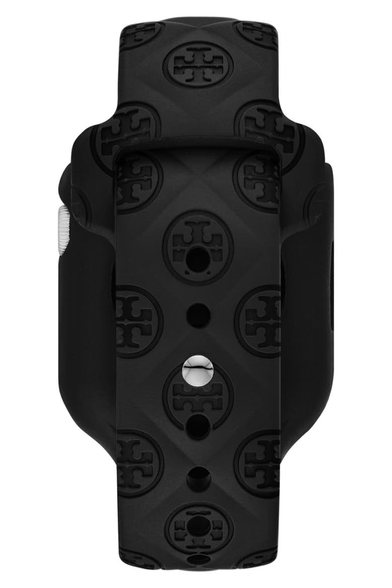 T Monogram Silicone Apple Watch® Watchband, 41mm, Alternate, color, BLACK