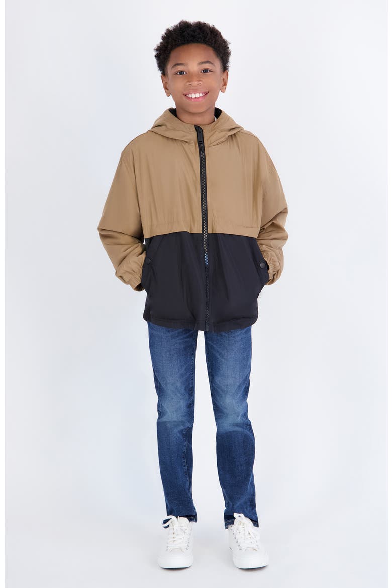 Kids' Colorblock Rain Jacket, Main, color, DK CAMEL
