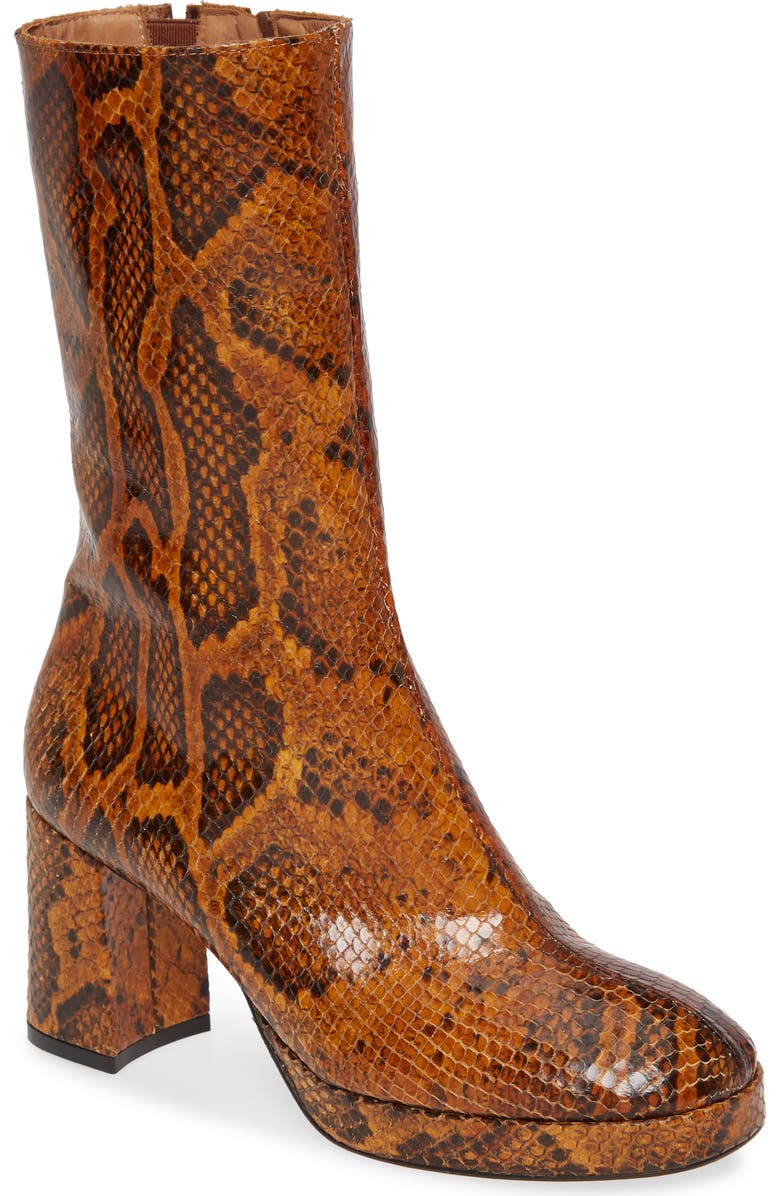 Miista Carlota Snake Embossed Bootie, Main, color,