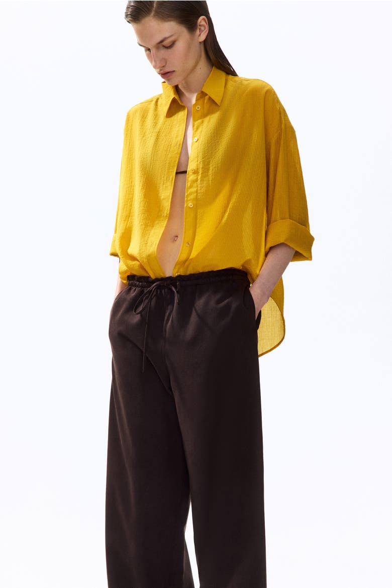 Tie-belt Wide Paper Bag Trousers, Alternate, color, Dark brown