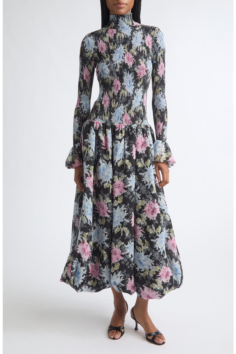 Ikat Dahlia Ismene Midi Dress, Main, color, BLACK MULTI