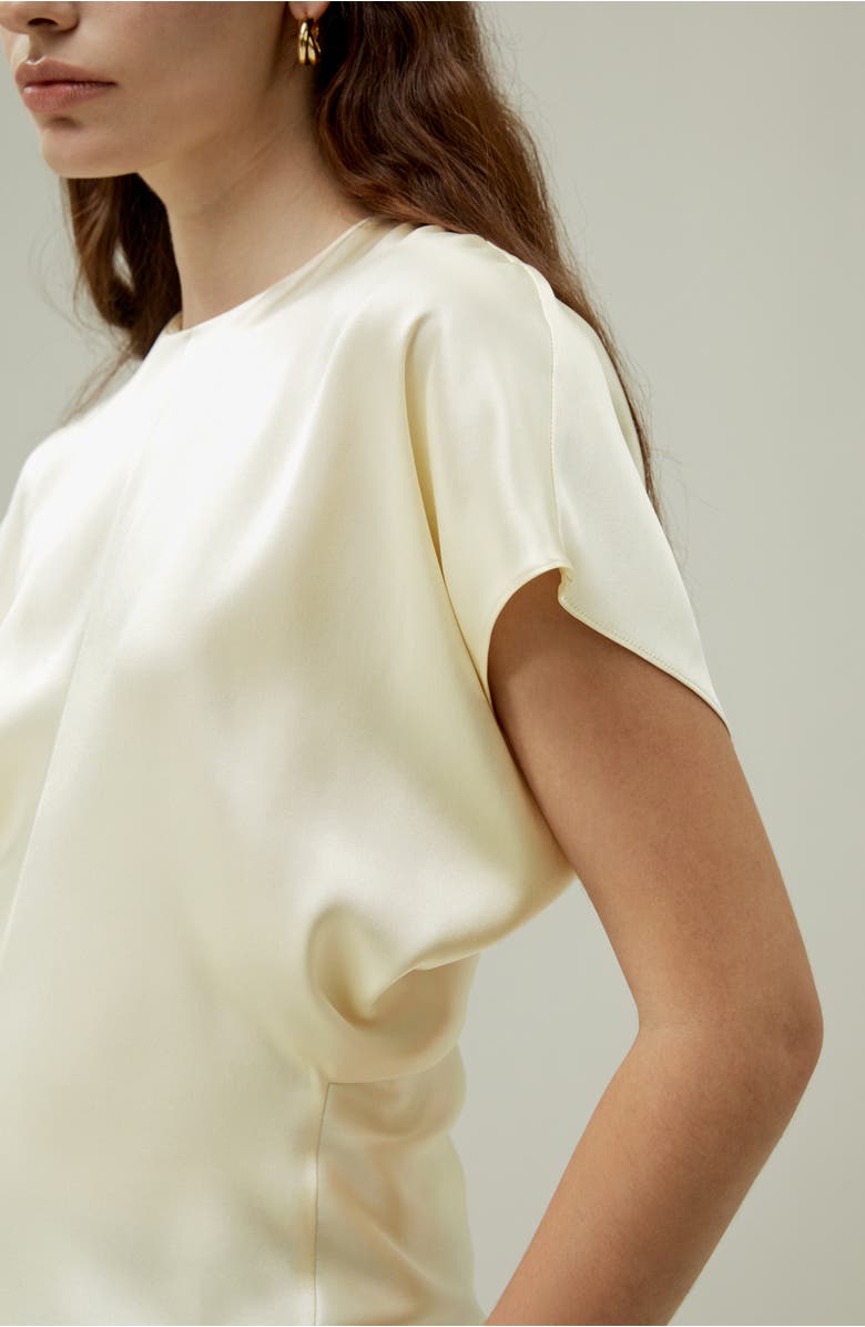 Lilysilk Women's Short Batwing Sleeve Silk Contour Top, Alternate, color, Lily White