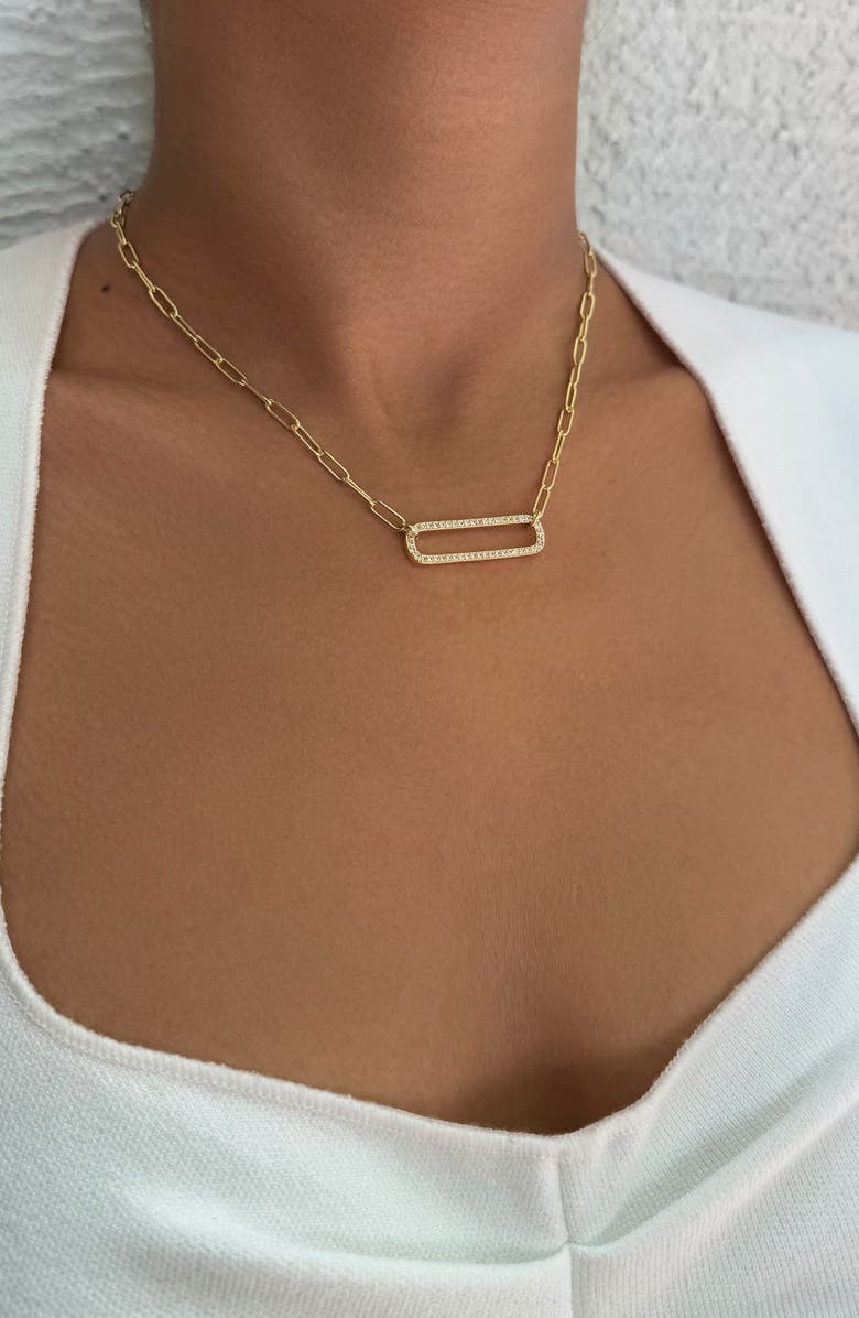 Adornia Cubic Zirconia Chain Necklace, Alternate, color, Gold