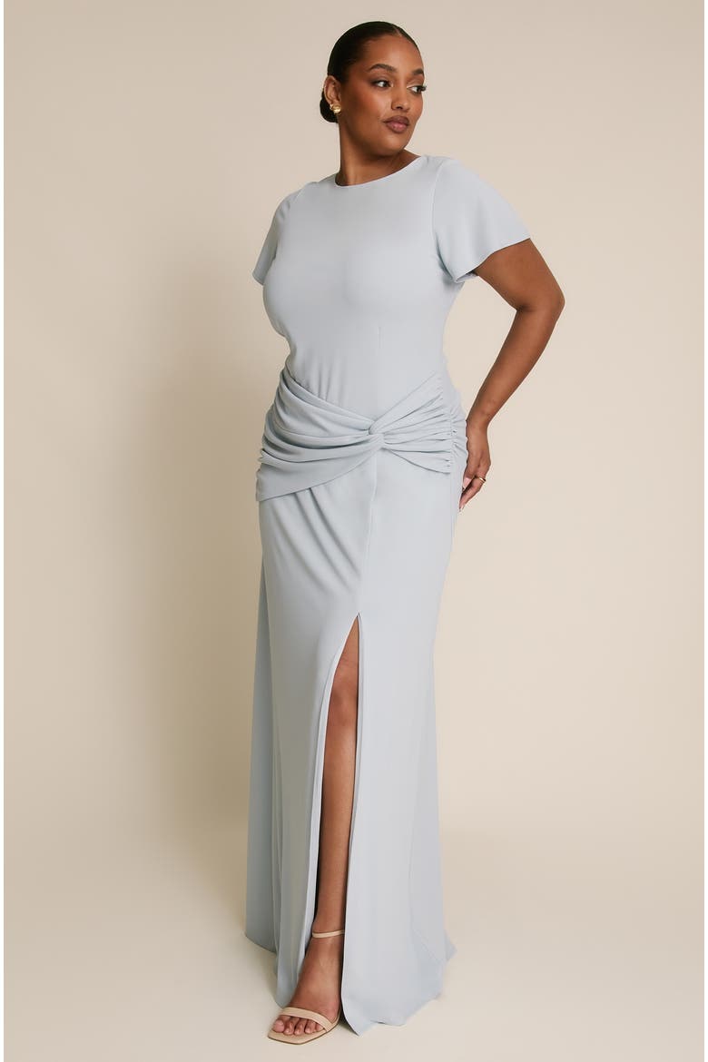 Knot Panel Flutter Sleeve Maxi Dress, Alternate, color, Pale Blue