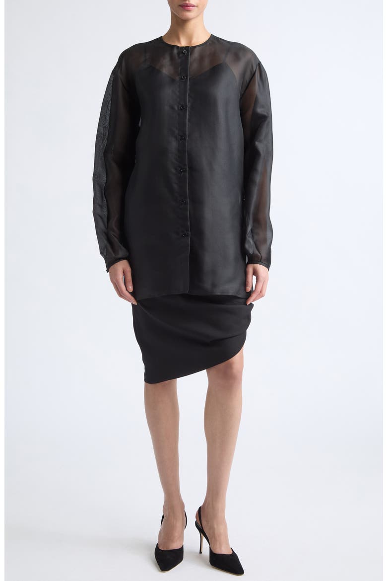 Silk Long Sleeve Shirt, Alternate, color, BLACK