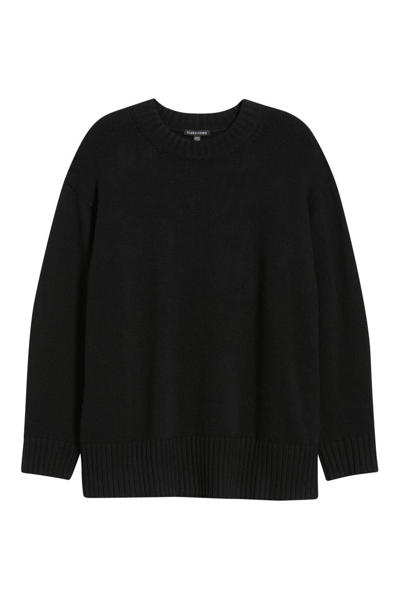 Organic Cotton & Recycled Cashmere Crewneck Sweater, Alternate, color, BLACK