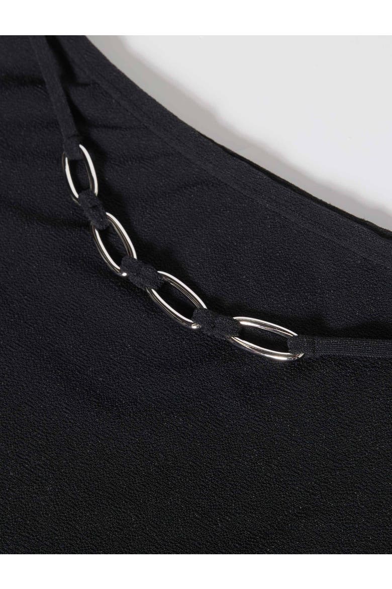 Oval Link Crepe Solids Coverup Skirt Swim, Alternate, color, Black