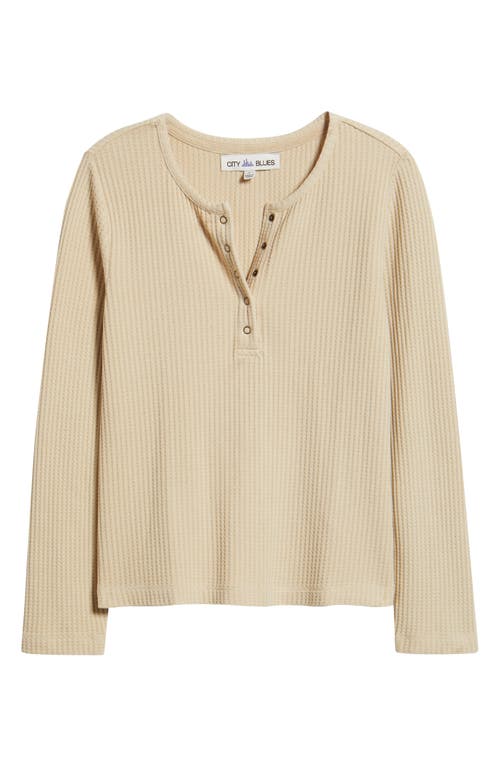 City Blues Thermal Knit Henley In Brown