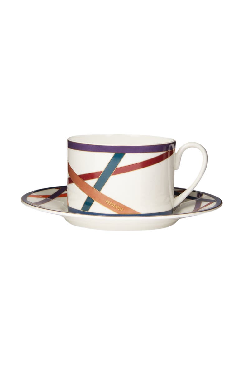 Nastri Set Of 6 Tea Cups & Saucers, Main, color, Multicoloured