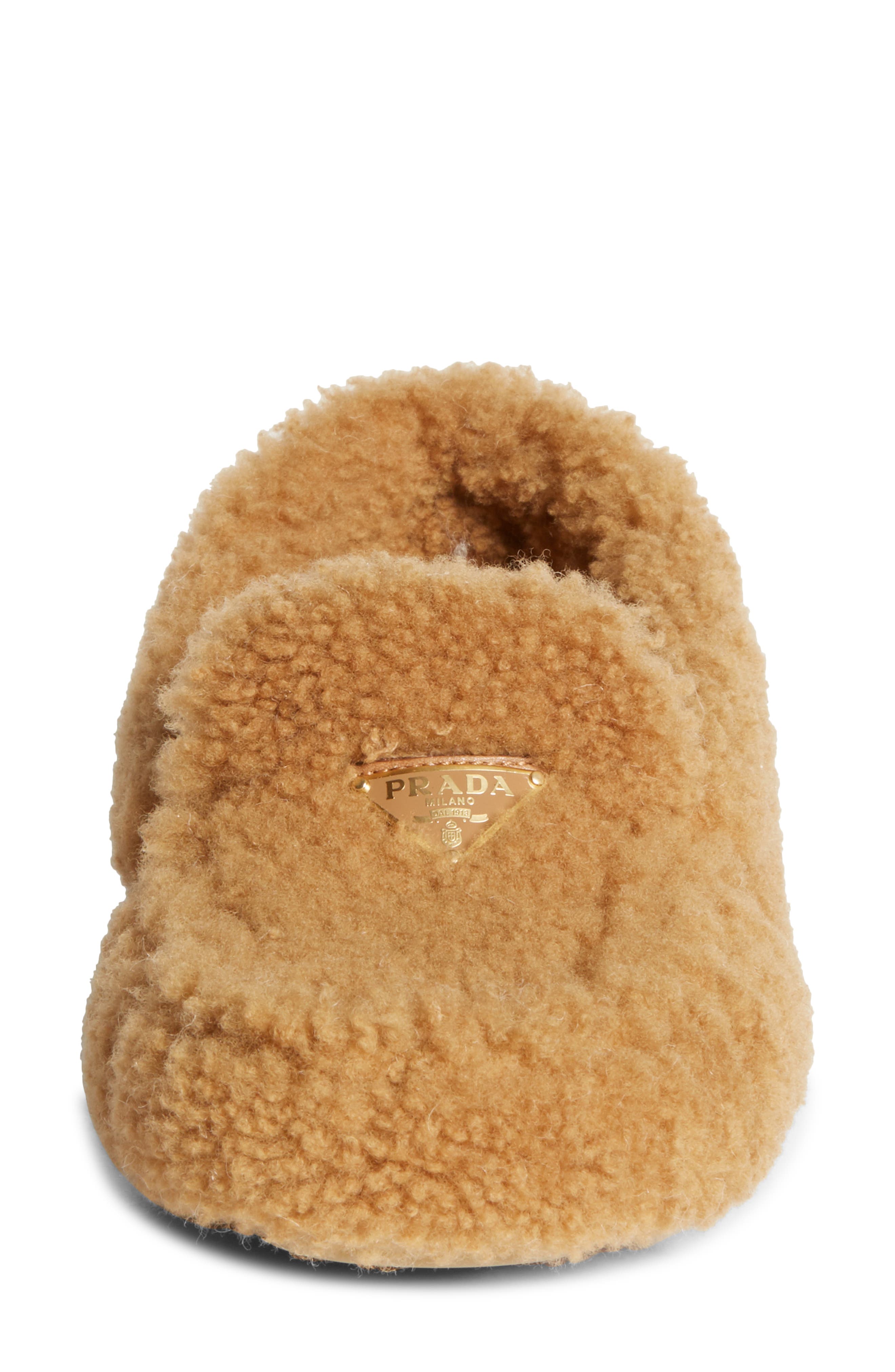 Prada Genuine Shearling Driving Shoe, Alternate, color, 