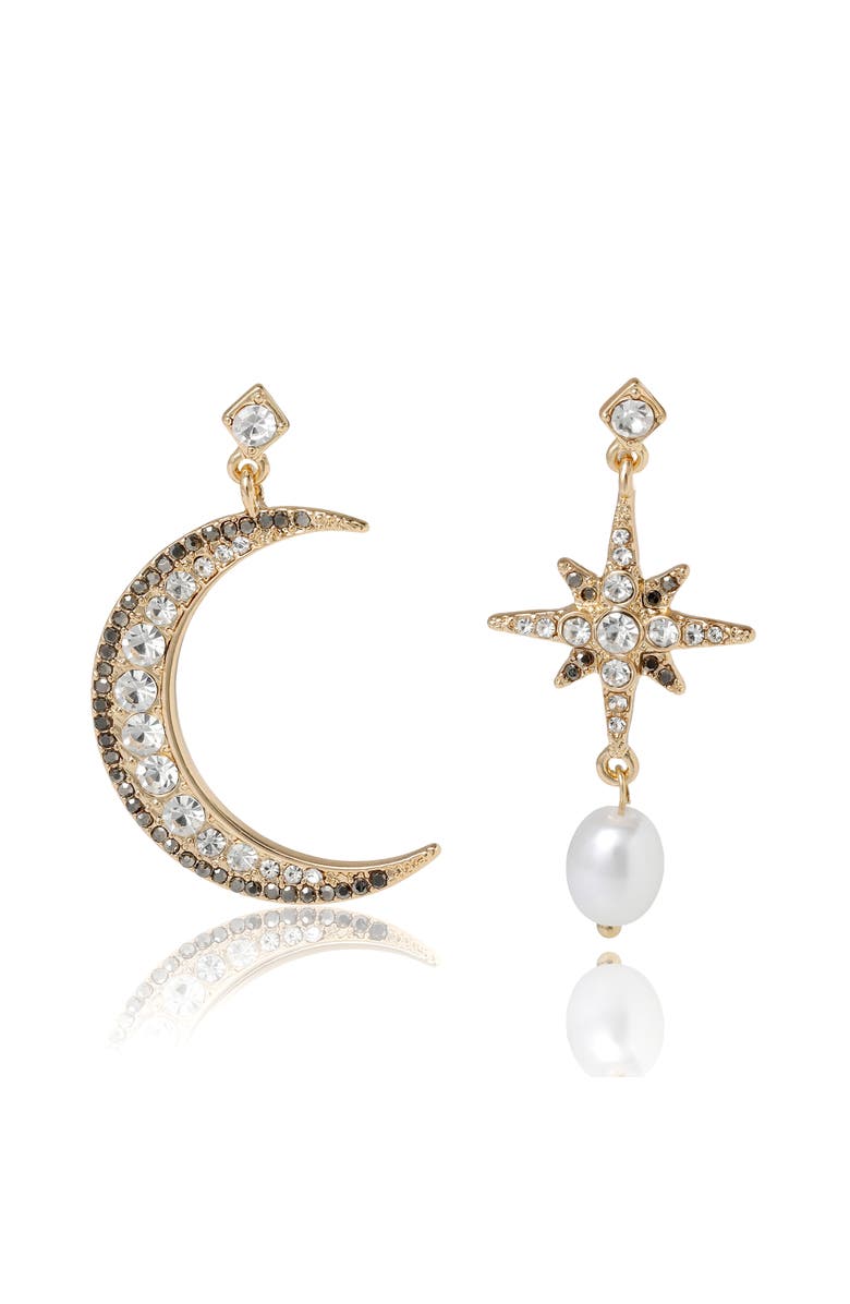 BCBGeneration Mismatch Moon & Star Drop Earring, Main, color, Gold