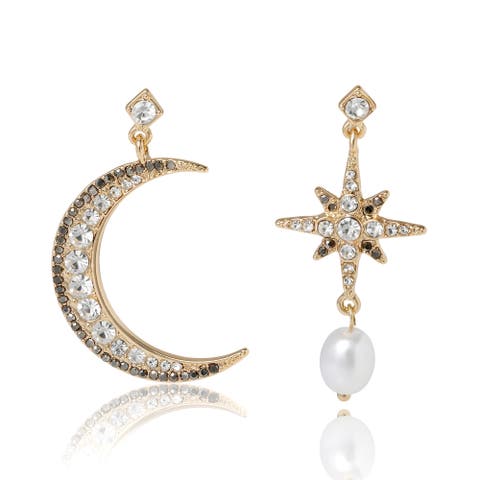 Mismatch Moon & Star Drop Earring