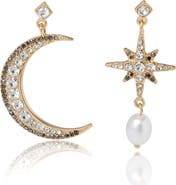 BCBGeneration Mismatch Moon & Star Drop Earring