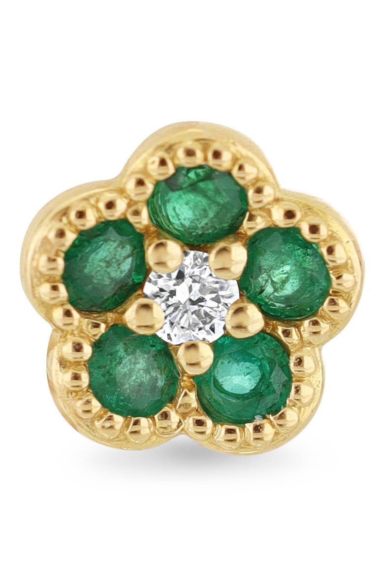El Mar Diamond & Gemstone Flower Stud Earrings (Online Trunk Show), Alternate, color, 18K YELLOW GOLD/ EMERALD