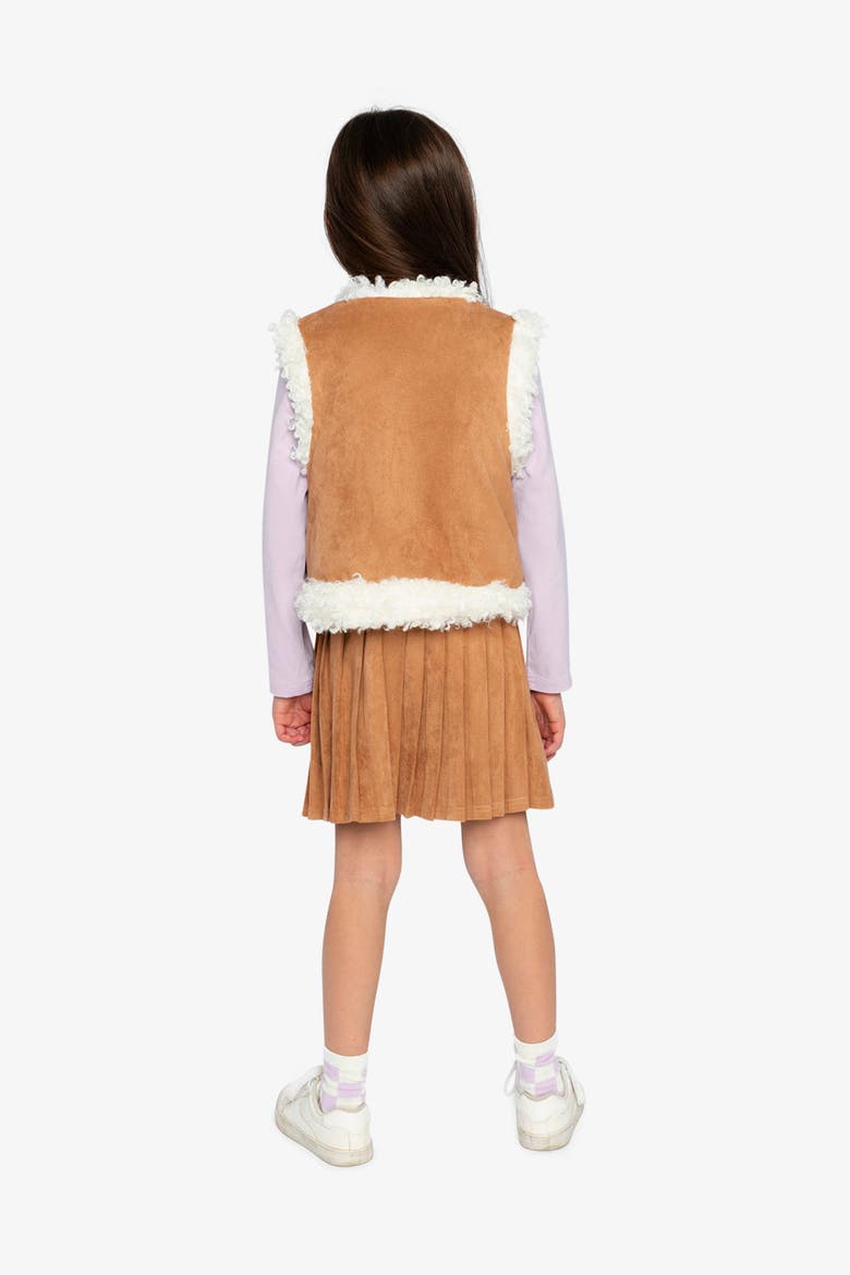 Reversible Suede Fleece Trim Vest, Alternate, color, Brown