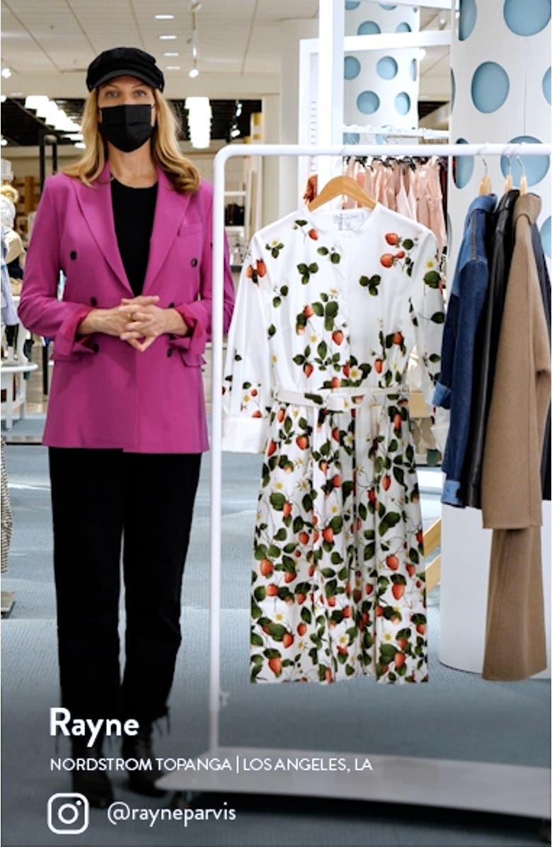 Strawberry Field Belted Cotton Poplin Shirtdress, sales video thumbnail
