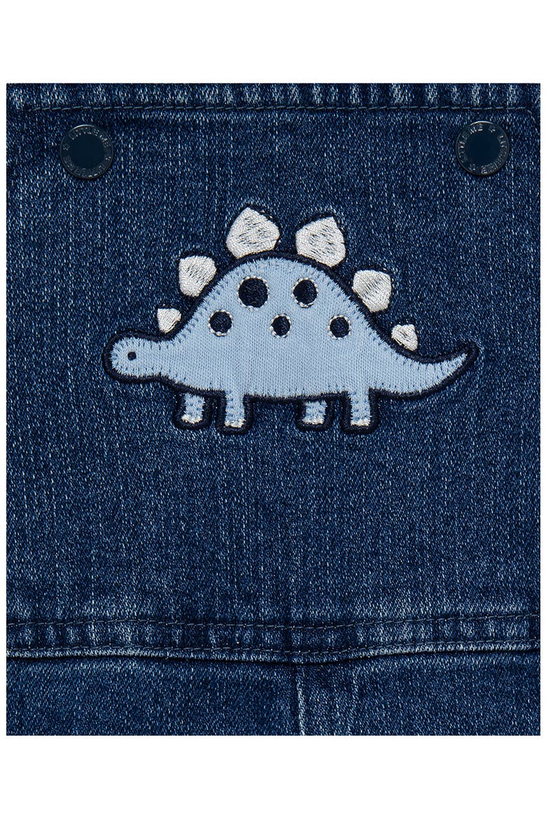 Dino Stripe Long Sleeve T-Shirt & Overalls Set, Alternate, color, DENIM