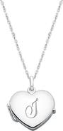 Tiny Blessings Sterling Silver Heart Locket & Engraved Initial 14-16" Necklace