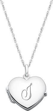 Tiny Blessings Sterling Silver Heart Locket & Engraved Initial 14-16" Necklace