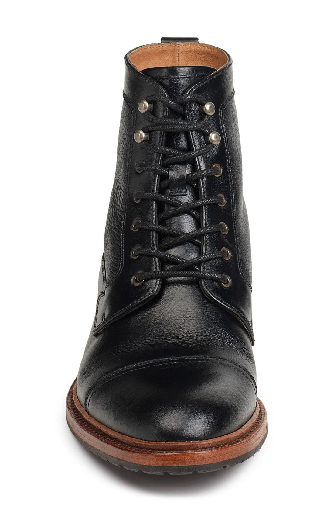 'Lowell' Cap Toe Boot, Alternate, color, BLACK