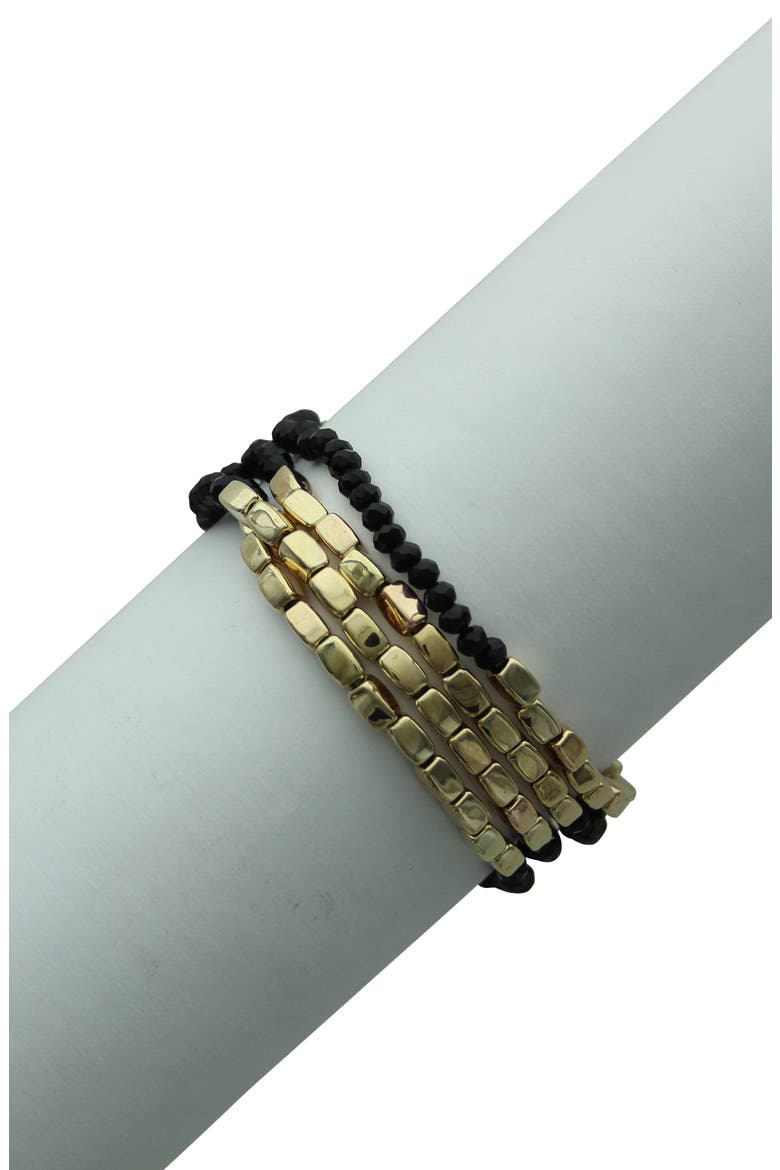 Glass Beaded Stretch Bracelet, Main, color, GOLD