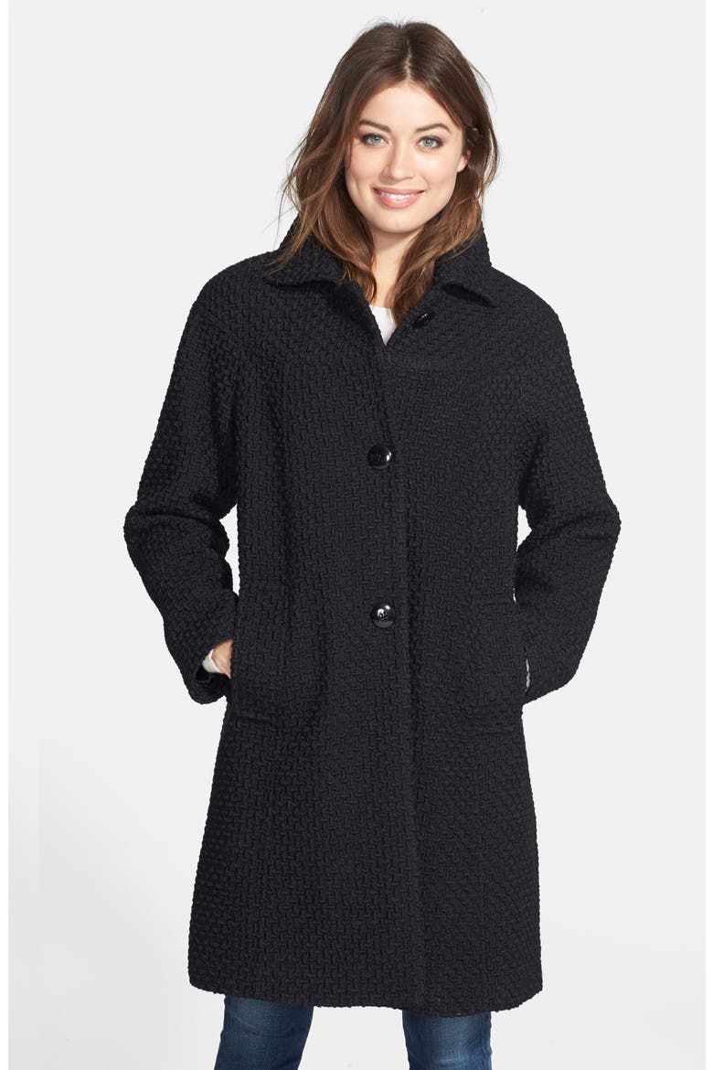Basket Weave Long Coat, Main, color, BLACK