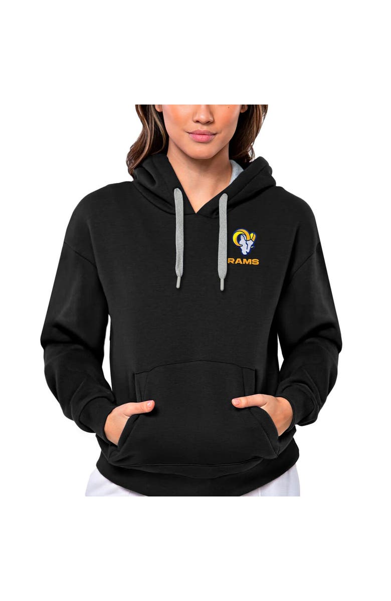 ANTIGUA Women's Antigua Black Los Angeles Rams Victory Pullover Hoodie, Main, color, 