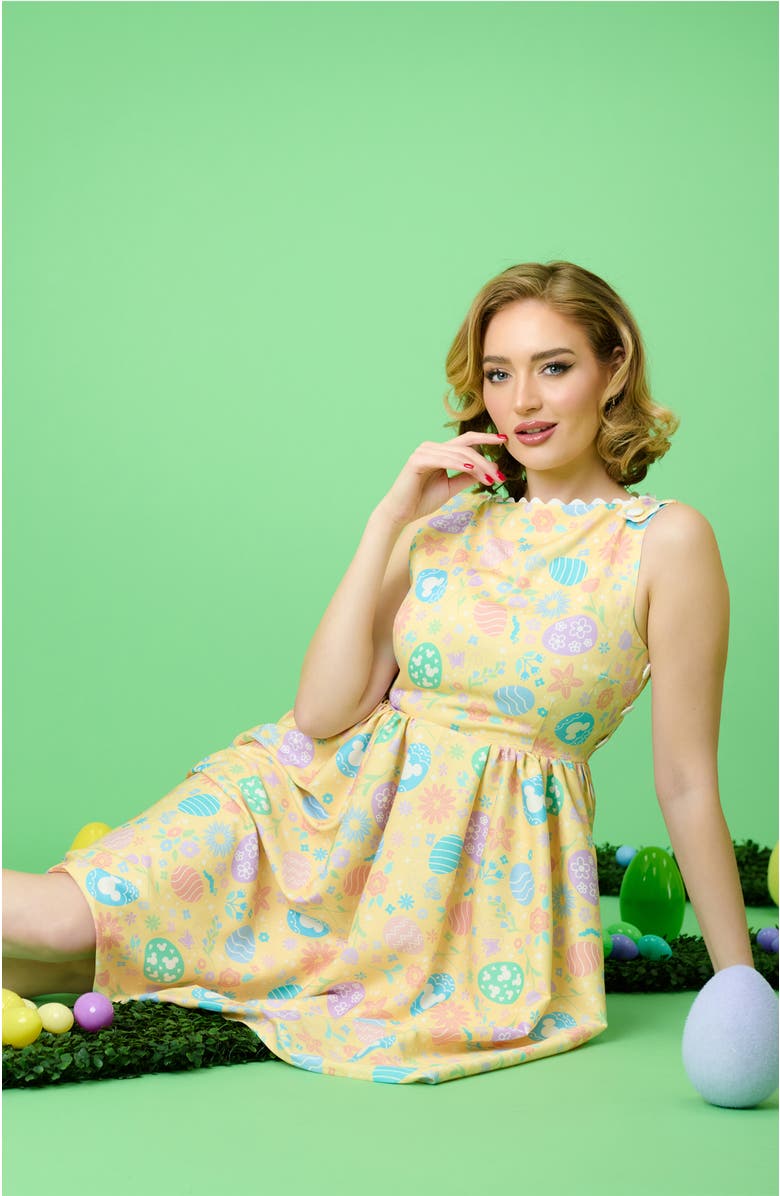 Unique Vintage Livvie Swing Dress, Alternate, color, Yellow Egg Print