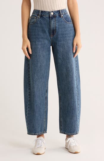 Seven7 Gusset High Waist Ankle Barrel Jeans in St. James at Nordstrom Rack, Size 14