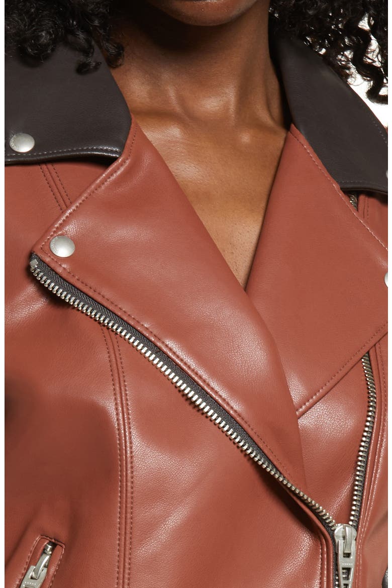 Two-Tone Faux Leather Moto Jacket, Alternate, color, TWO SIDE