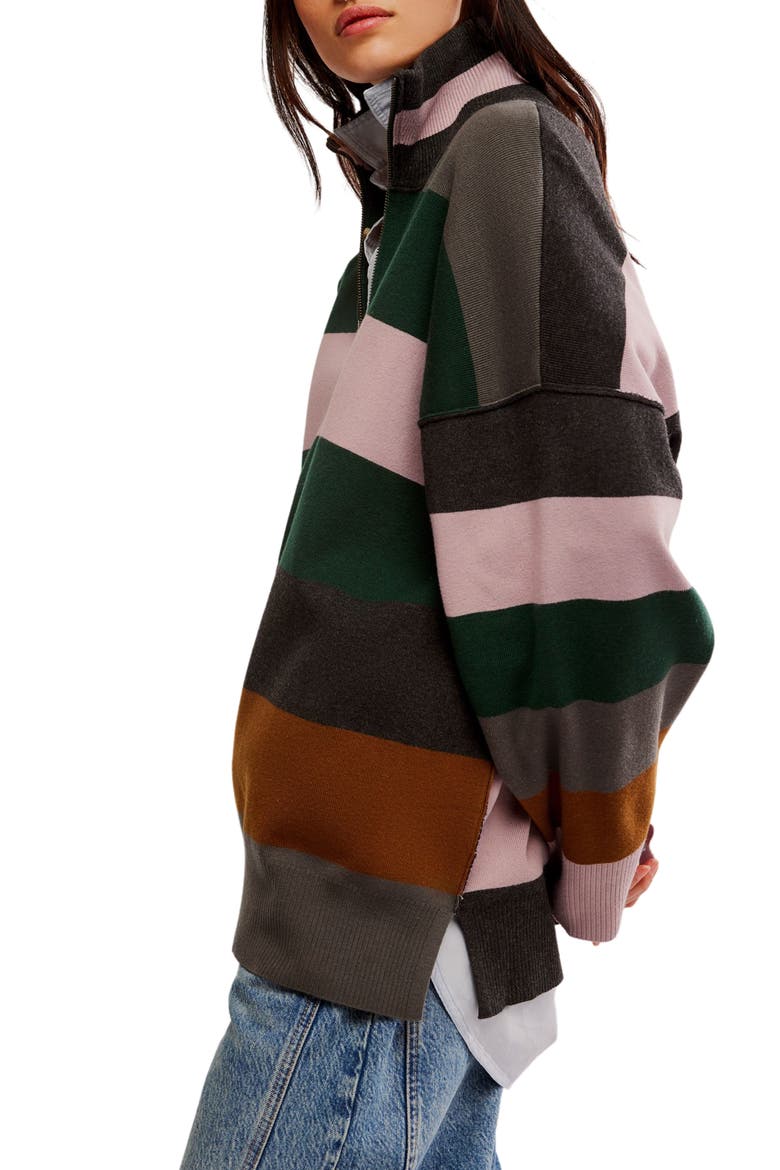 Coastal Stripe Half-Zip Pullover, Alternate, color, PINE GROVE COMBO