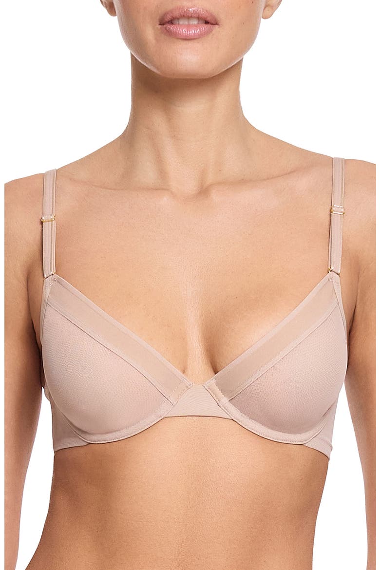 Underwire Unlined Mesh Plunge Bra, Main, color, CHAI