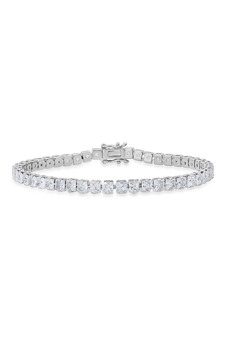 18k White Gold Plated Crystal Tennis Bracelet, Main, color, SILVER