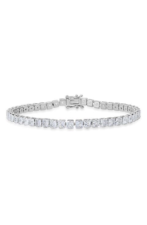 18k White Gold Plated Crystal Tennis Bracelet