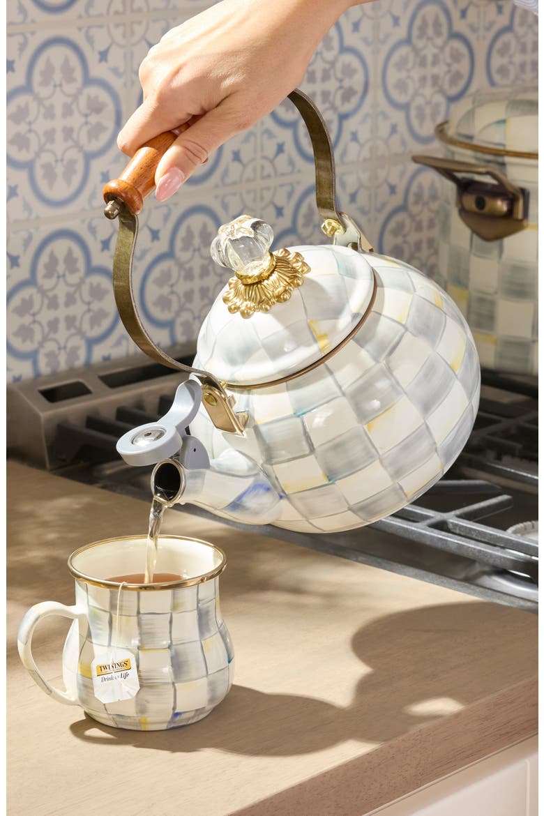 Sterling Check® Enameled Steel 2-Quart Whistling Tea Kettle, Alternate, color, GREY/WHITE