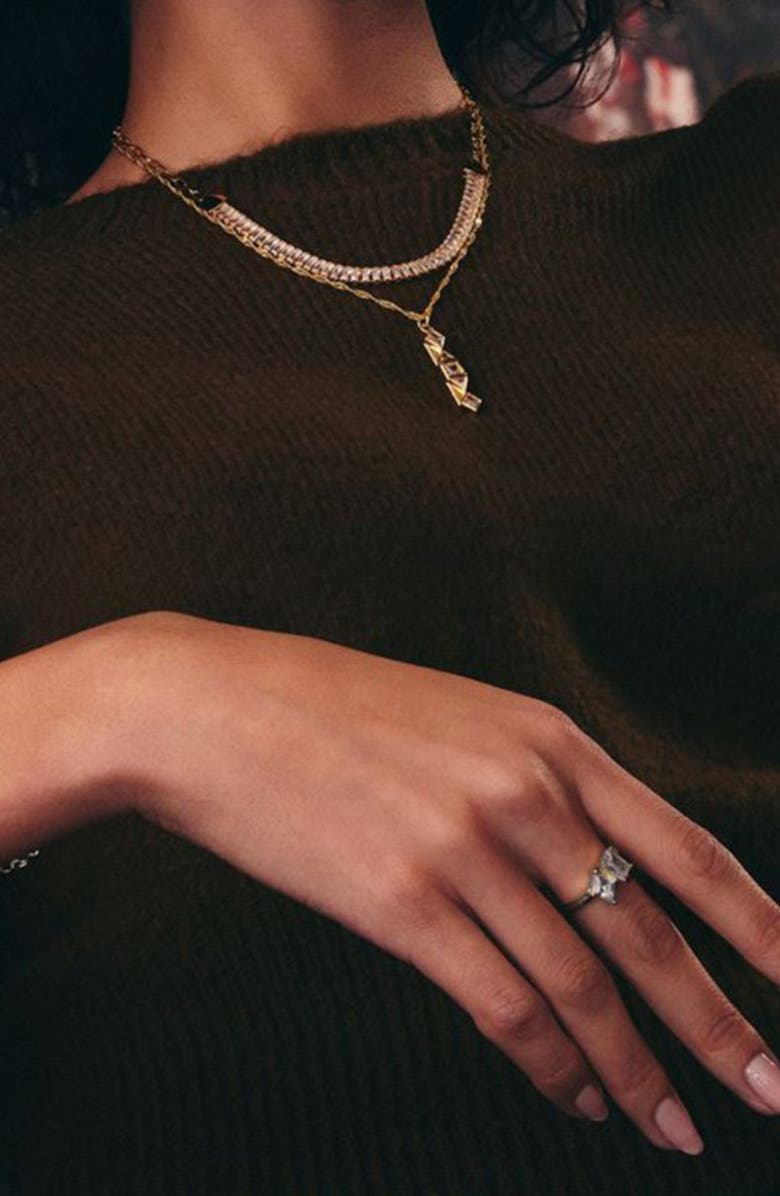 Sterling Forever Mackenna Baguette Cubic Zirconia Bracelet, Alternate, color,