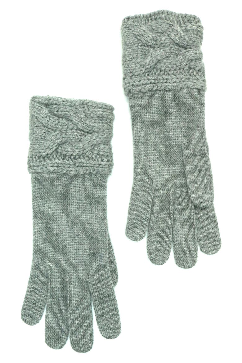 Cable Knit Lambswool Blend Gloves, Main, color, LT HT GREY