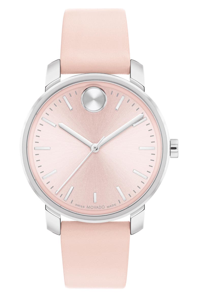 Bold Access Leather Strap Watch, 34mm, Main, color, PINK