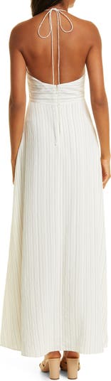 Rumpled Stripe Halter Dress