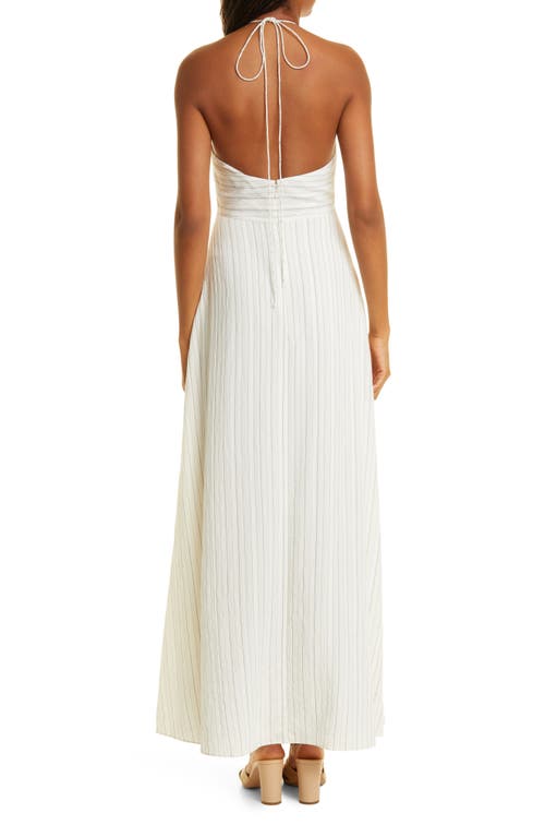 REBECCA TAYLOR REBECCA TAYLOR RUMPLED STRIPE HALTER DRESS